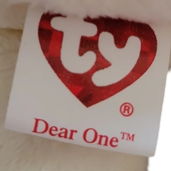 Vtg 05 Ty Beanie Baby DEAR ONE White Bear Floral (Hallmark Gold Crown Excl) 8.5" - Picture 12 of 12